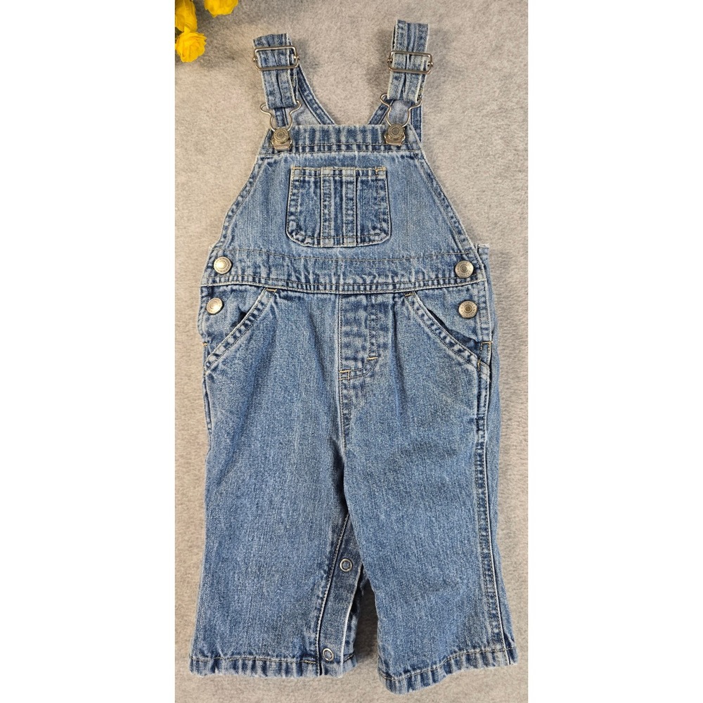 Old Navy Denim Overalls Baby 3-6m Blue Vintage Y2K 2000 Cotton Classic Cute